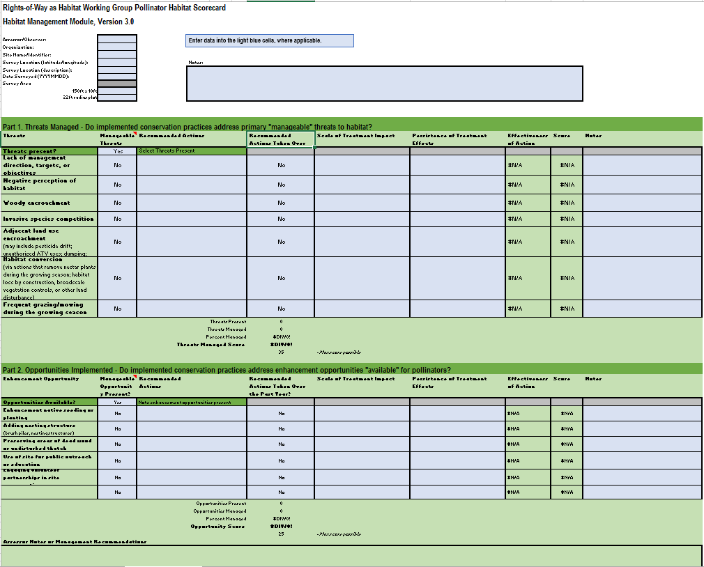 Scorecard Management Module - Rights-of-Way as Habitat Working Group