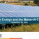Solar panels in a field with wildflowers, promoting sustainable energy solutions for the Monarch Butterfly CCAA initiative, scheduled for September 26, 2024.