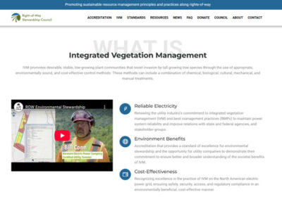 Alt text: Overview of Integrated Vegetation Management (IVM) practices promoting sustainable resource management, featuring a video thumbnail with a presenter discussing environmental stewardship and the benefits of IVM for utility companies.