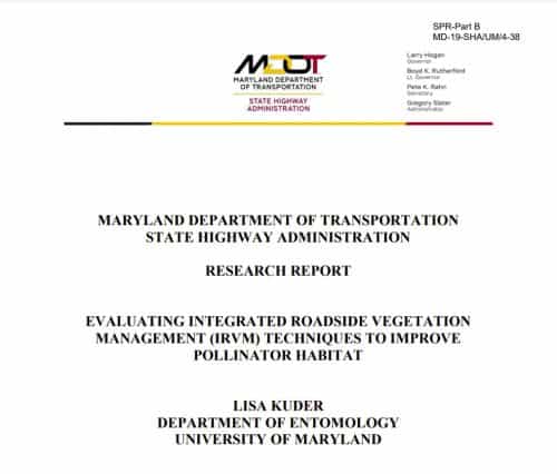 Research report from the Maryland Department of Transportation State Highway Administration, titled 