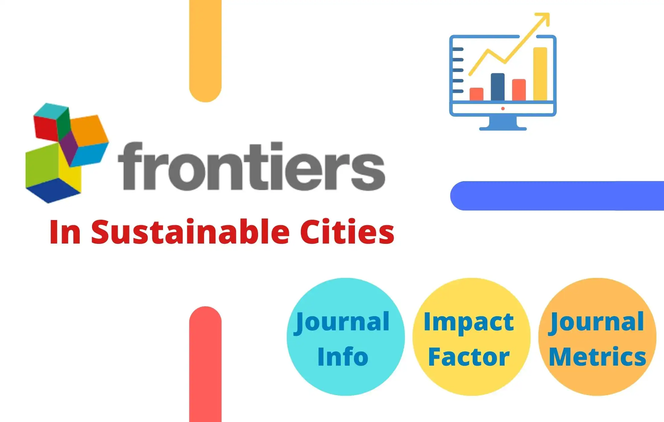 Logo of the journal "Frontiers in Sustainable Cities," featuring colorful geometric shapes and icons representing data analysis, with sections labeled "Journal Info," "Impact Factor," and "Journal Metrics."