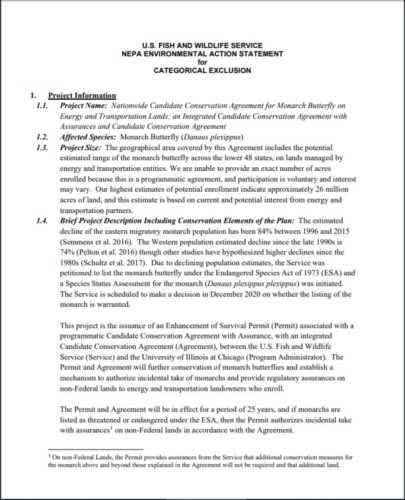 Thumbnail to NEPA Environmental Action Statement for Categorical Exclusion. Opens link in a new tab