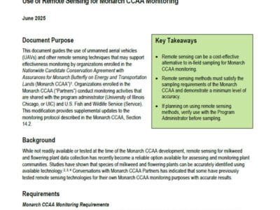 Screenshot of a the Remote Sensing Addendum for the Monarch CCAA