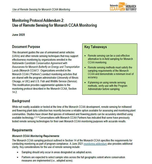 Monitoring Protocol Addendum 2: Use of Remote Sensing for Monarch CCAA ...
