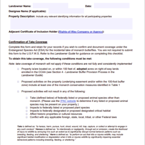 Thumbnail to Landowner Self-Certification Form for Buffer Zone Activities. Opens link in a new tab.