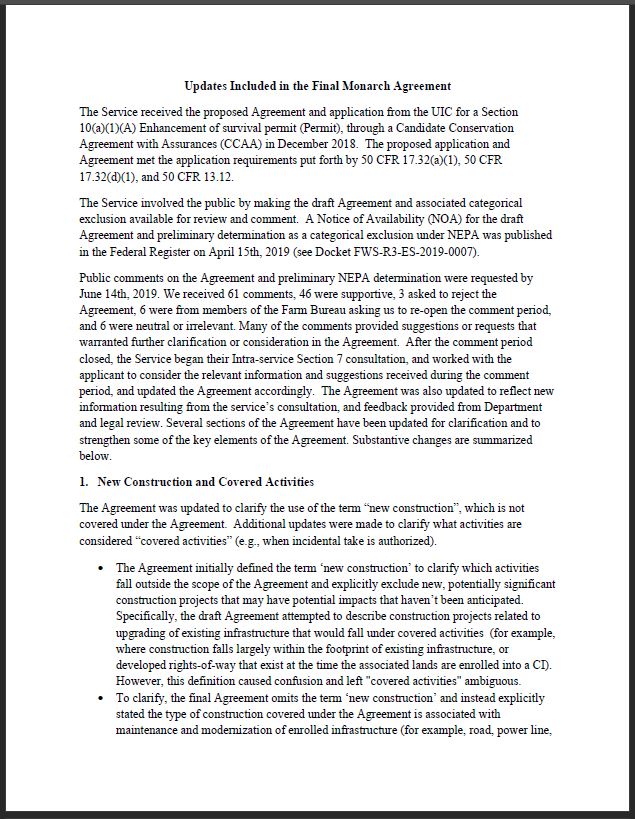 Thumbnail to Summary of Updates Included in the Final Monarch Agreement. Opens link in a new tab.