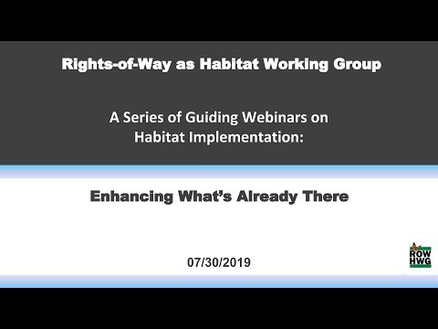 Webinar presentation slide for the Rights-of-Way as Habitat Working Group, titled
