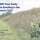 Virginia DOT case study presentation on enrolling in the Monarch Candidate Conservation Agreement with Assurances (CCAA), featuring a roadside habitat and a close-up of a monarch butterfly on purple flowers, discussed during the Monarch CCAA Task Force Meeting on November 5, 2020.