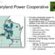 Dairyland Power Cooperative overview, highlighting its wholesale power distribution to 24 member cooperatives and 17 municipal utilities, serving over 600,000 people. The image includes a map of the service area across Wisconsin, Minnesota, Iowa, and Illinois, with data on energy generating resources from 2017, including coal (64%), wind and solar (19%), natural gas (5%), and other renewables (3%). It also mentions the planned Nemadji Trail Energy Center for 2025