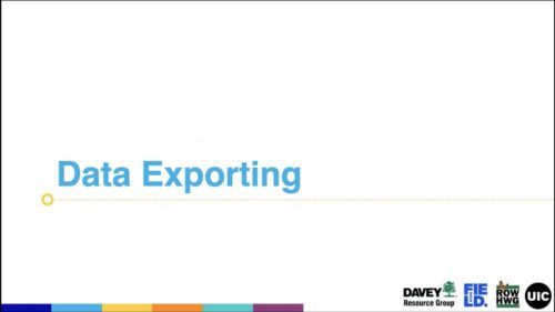 Title slide for a presentation on data exporting, featuring the words 