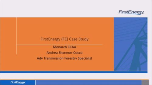 FirstEnergy case study presentation slide featuring the title 