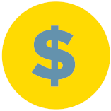 Dollar sign icon on a yellow circular background, symbolizing finance, money management, and economic concepts.